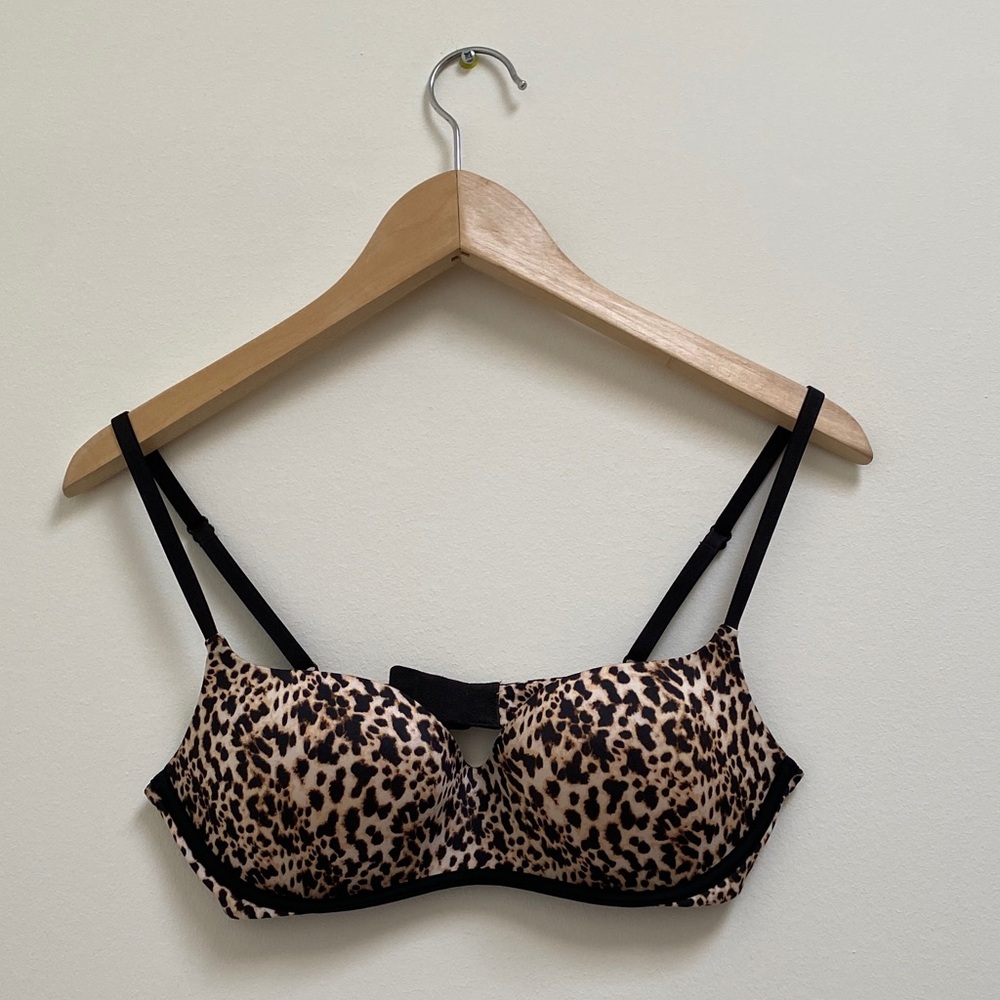 Victoria's Secret Leopard Print Bra with Black Straps, 34C